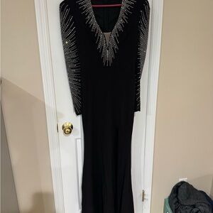 Elegant Black Gown with Silver Accents